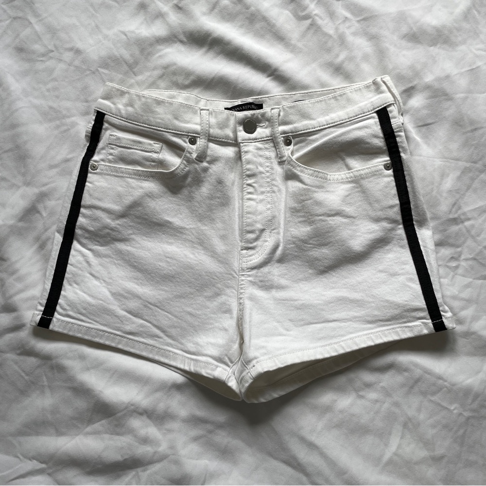 Banana Republic White Denim Shorts with Black Lining on the side